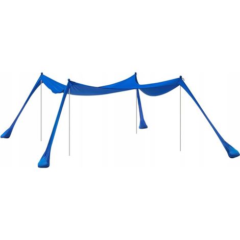 SoBuy OZT02-DB Lycra Strandzelt Sonnensegel Strandmuschel Tragbarer Strandzelt mit Alu-Stangen Sonnenschutz einfacher Aufbau für Strand Dunkelblau BHT ca. 400x400x200cm (1/5)