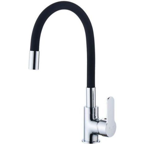 Flexible Kitchen Faucet Free Swivel High Spout Flexible Black Sink Mixer Tap Hot and Cold Water Sink Faucet (1/4)
