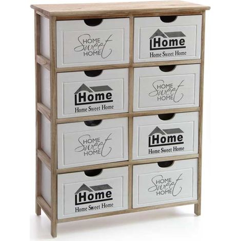HOME SWEET HOME MOBILE IN LEGNO 8 CASSETTI 67 X 28 X H87 CM E BIANCO E NATURALE (1/2)