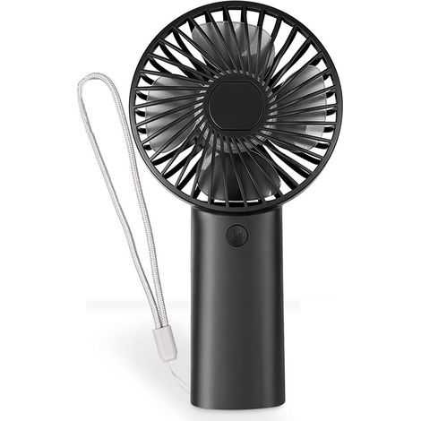 Für tragbare USB-wiederaufladbare Ventilatoren, 3 Geschwindigkeiten, starker Wind und starker Luftstrom, für den Innen- und Außenbereich (Farbe: Schwarz)