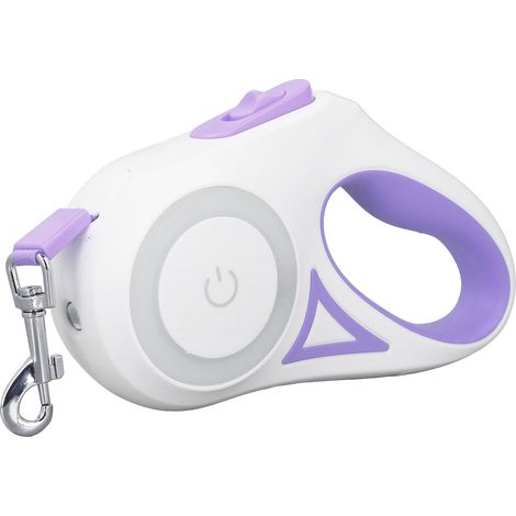 Laisse pour Chien Rétractable avec LED, Frein à Une Main et Verrouillage, Antidérapante et Résistante (1/5)
