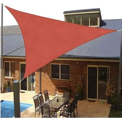 Voile d'ombrage UV -5x5x5 m HDPE Triangle Protection Solaire - Toile de Jardin Balcon[Rouge] (1/5)