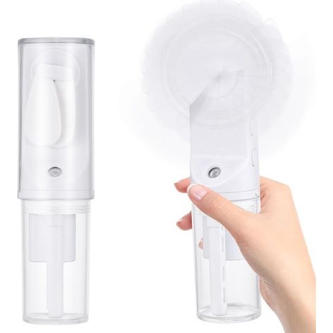 Handventilator mit Wasserfunktion,Mini-Handventilator,kleiner Ventilator mit 4 Helligkeitsstufen und Wassersprühfunktion für Reisen,weiß (1/2)