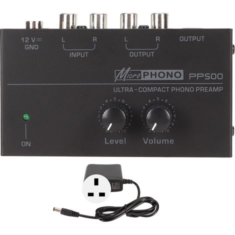 Préampli Phono Haute Fidélité avec Contrôle de Volume - Préamplificateur pour Platine Vinyle, Alimentation 100-240V, Prise UK (1/5)