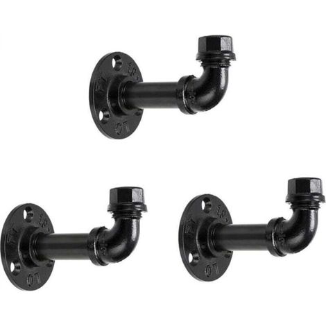 Set of 3 Vintage Industrial Iron Hat Hooks – Retro Wall Mount Pipe Hook Holder, Hanging Storage Rack for Dress, Towel, Bag, Umbrella, Antique Home Decor (1/5)