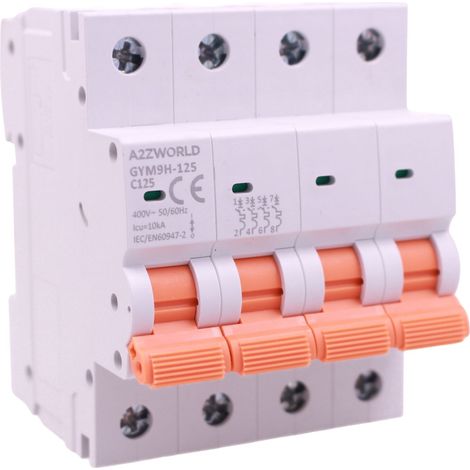 MCB Interruttore Magnetotermico Trifase 380V Curva C 4P 4M 10000A AC 400V IP20 GYM9H-125, Disponibili 80A 100A 125A (C125A)
