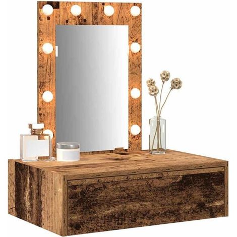 Coiffeuse en Bois d'Ingénierie Marron, Meuble de Toilette Compact 60x40x70 cm avec Rangement, Table de Maquillage Moderne pour Chambre à Coucher (1/5)