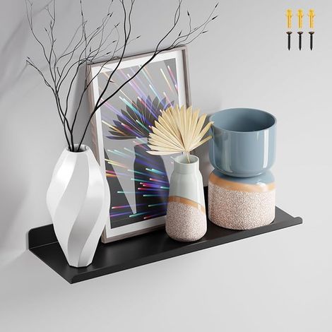 Etagere Murale Metal, ÉTagère Flottante Longueur 30 cm, Noir (1/5)
