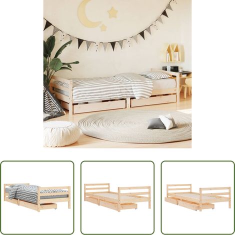 vidaXL Kieferbett - Kinderbett mit Schubladen 90x190 cm Massivholz Kiefer (1/5)