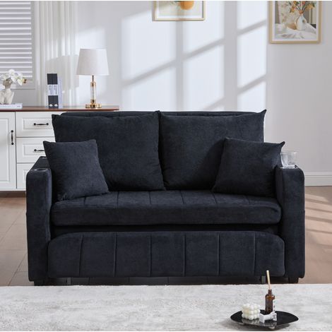 Sofá cama plegable con bolsillos laterales negro OKMYHOME (1/5)