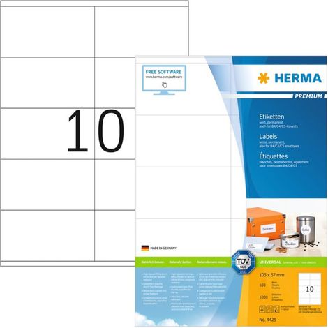 HERMA 4425 etichetta autoadesiva Bianco Rettangolo Permanente 1000 pezzo(i) (1/5)