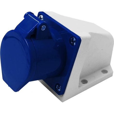 Electraline 80868 Presa Elettrica Industriale da Parete Inclinata, 32A, 2P+T, 220V, Blu