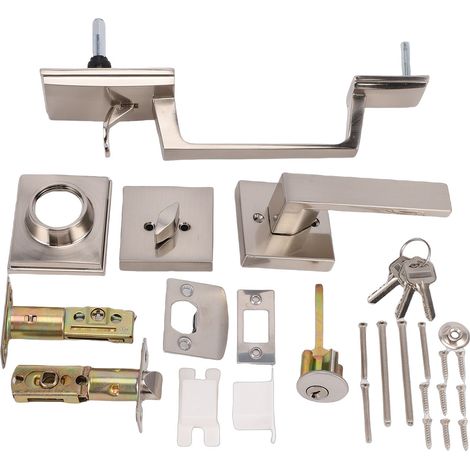 Kit Serrure Porte Entrée Extérieur Poignée Bouton – Pour Portes Épaisses 35mm à 45mm Salle de Bain Chambre, Argent (1/4)