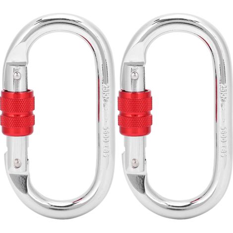 2 Pièces Mousqueton d'Escalade 25KN Sécurité O Crochet Chrome pour Randonnée et Alpinisme (1/5)