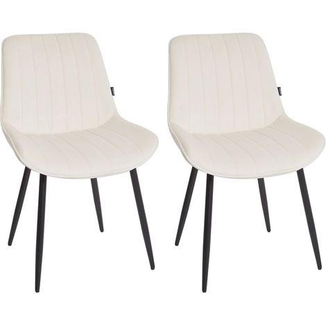 Esszimmerstuhl 2er Set DUBROVNIK Samtstoff Hellbeige