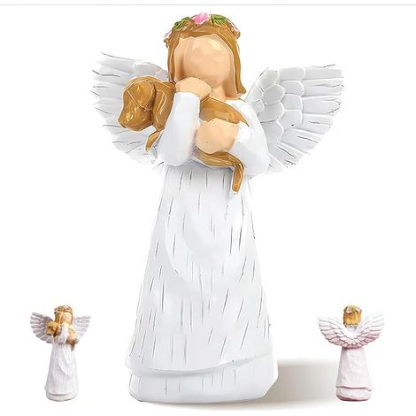 Ange Chien Gardien Figurine Souvenir Chien Décédé Figurine d'ange Statuette Decoration Cadeaux Deuil Femmes Amis Collègues Ange Figure Statue Amoureux Chiens (1/5)