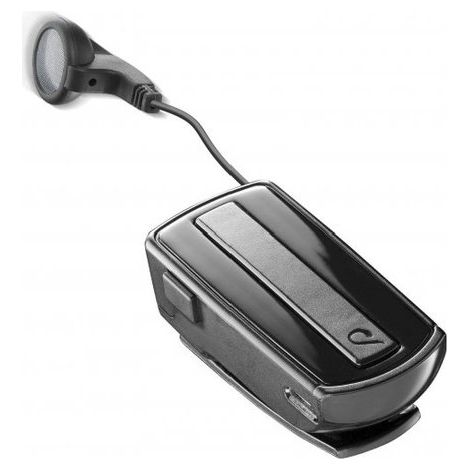 Cellularline Roller Clip Classic Auricolare Bluetooth® mono a capsula con cavo riavvolgibile e clip di aggancio