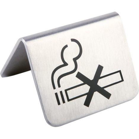 Lot de 2 présentoirs de table « Interdiction de fumer », panneau de table, inscription recto-verso, 5,5 x 5 cm, hauteur 3,5 cm, acier inoxydable mat (1/5)