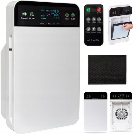 Purificatore d'aria automatico 7 in 1 35W HEPA UV Ionizzazione LCD Telecomando Modalità notturna 60m² Elimina smog, allergeni, batteri e polline (1/5)