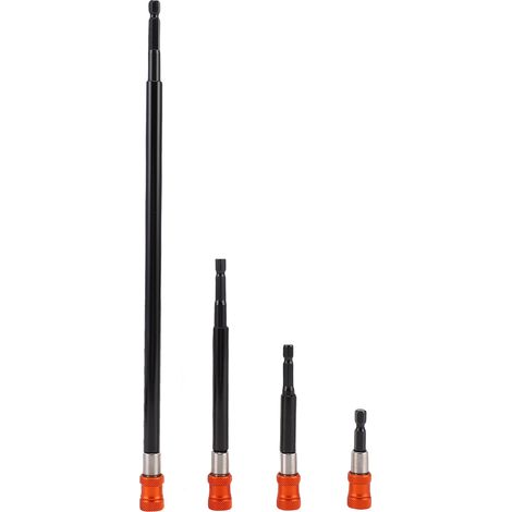 Set 4 Rallonges Embouts Hexagonaux 1/4" - Acier Inoxydable & Alu - Longueurs 2-3/8, 4, 6, 12 Pouces pour Perceuse (1/5)