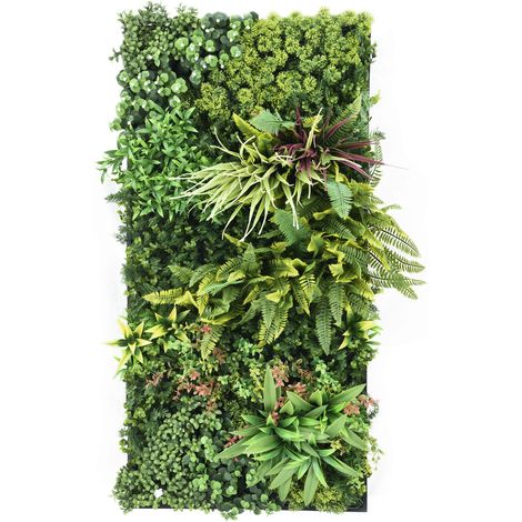 Flora - Pflanzenbild 100x50 cm mit Blättern und Blumen aus PE schwarzer PVC-Rahmen