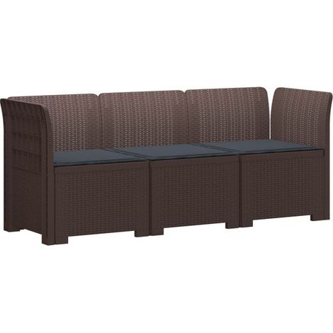 Canapé de Jardin 3 Places en Rotin Synthétique Marron avec Coussins Confortables (1/5)