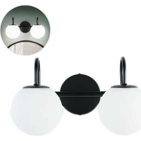 Applique murale LED double tête, abat-jour en verre, douille G9, lampe de chevet, lampe de lecture, éclairage pour miroir de salle de bain (1/5)