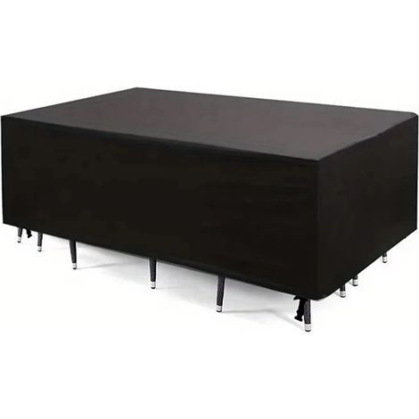 Housse de protection imperméable et résistante (noire, 200 x 160 x 70 cm) pour mobilier de jardin et terrasse, avec protection UV pour table et patio. (1/4)