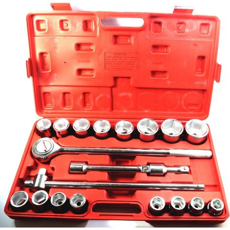 TrAdE Shop Traesio - Set Chiavi A Bussola 3/4 21 Pz. 19-50mm Per Camion E Trattori Chrome Vanadium - (1/3)