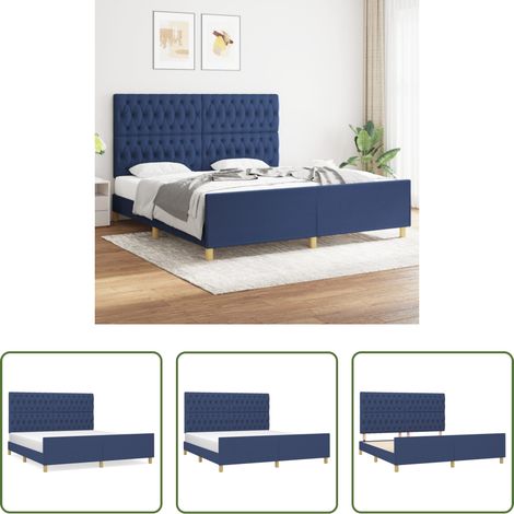 vidaXL Cadre de lit -  Cadre de lit sans matelas et tête de lit bleu 180x200 cm tissu (1/5)
