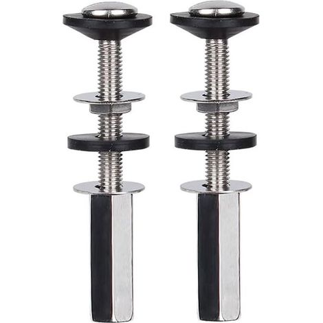 Lot de 2 boulons de réservoir de Toilettes à Cuvette, boulons de Toilette Robustes antirouille avec écrous Longs, Double rondelles en Caoutchouc pour boulons de réservoir de Toilettes et vis (1/4)