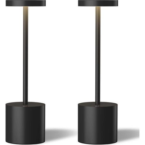 Lot de 2 lampes de table LED sans fil, lampe de table portable rechargeable 5000 mAh, lampe à intensité variable (noire) (1/5)