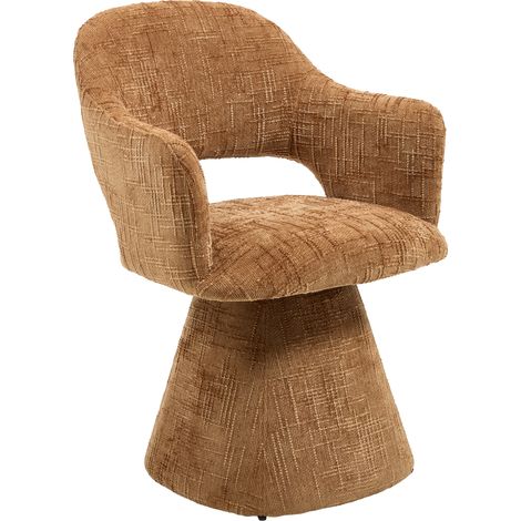 Chaise pivotante rétro en chenille orange – Dossier ajouré pour ventilation – Rotation 360° – Base antidérapante pour stabilité