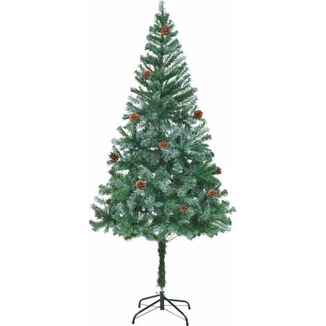 Sapin de Noël Artificiel 180 cm avec Pommes de Pin et Pointes Blanches 540 Branches - PANGIVO (1/5)