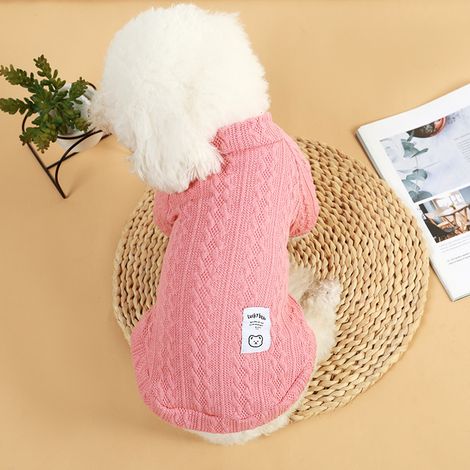 Pull Tricot Col Roulé pour Chien et Chiot, Pull Tricot Classique Mignon Chien Chiot, pour Chat Petite et Moyenne Taille, Rose, Taille XXL et Hiver (1/3)