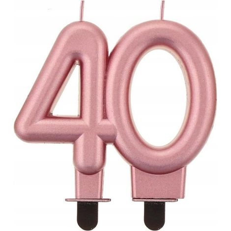 Bougie numéro 40, or rose métallisé, anniversaire, 8 cm (1/2)