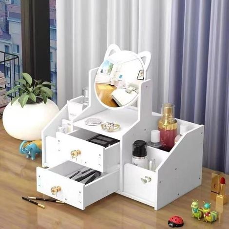Trucs Multifonctions Organisateur Avec Tiroir Miroir Pour Salle De Bain De Toilettes Cosmétiques (1/5)