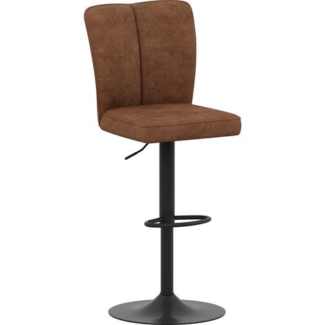 Set bar con tavolo rotondo in vetro 89 cm e 2 sgabelli girevoli in tessuto marrone (1/5)