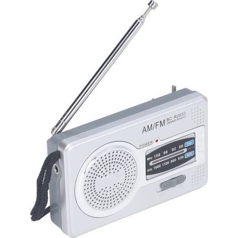 Radio portable AM FM - Modèle compact - Résistante à l'eau - Alimentation par 2 piles AA (1/4)