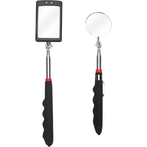 2 miroirs d'inspection télescopiques à LED-18.5x5.5CM-Black
