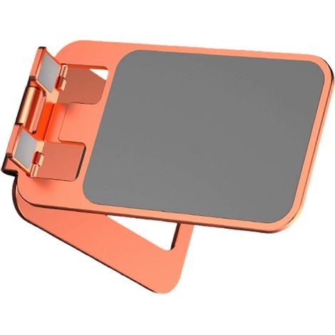 Support de téléphone fin, portable et pliable en alliage d'aluminium pour une utilisation sur bureau, angle réglable à 210°, convient aux smartphones et aux tablettes. Orange. (1/5)