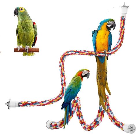 2 Pièces Perroquet Corde à Grimper Jouets Oiseaux pour Perroquets Perchoirs pour Oiseaux Balanoire en Corde de Coton Colorée Jouets Oiseaux pour Oiseaux Perroquets Perroquets Gris Perruches (1/5)