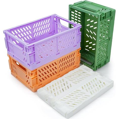 4X Faltbarer Aufbewahrungskorb, Stabiler Klappkorb, Multifunktionaler Aufbewahrungsbox Organisation für Schrank, Bücherregal, Badezimmer, Schlafzimmer, Küche (1/4)