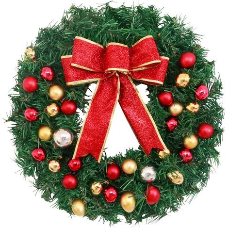 Couronne de Noel Porte 30 cm Couronne Fleurs Artificielle Suspendues Décoration (1/3)