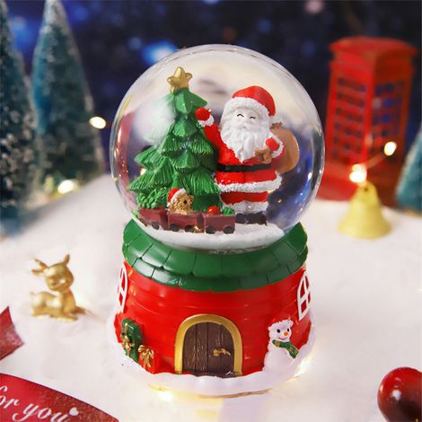 Boîte à musique de Noël, décoration musicale en résine, bricolage pour étudiants et enfants, collection 2022, grand train ours illuminé par des lumières de neige, musique (1/5)