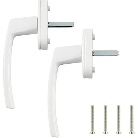 Poignées de fenêtre Poignée de fenêtre en alliage d'aluminium 2 pièces Poignée en aluminium massif Poignée de porte en aluminium blanc Compatible avec les fenêtres communes et les portes de balcon (1/5)