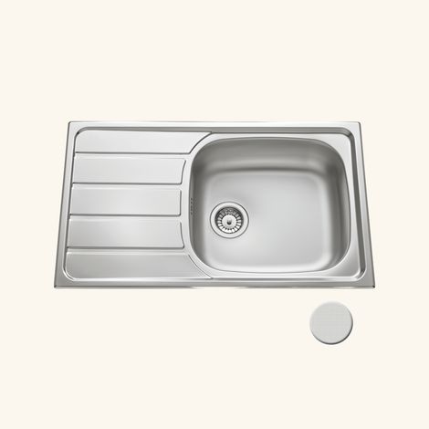 Évier inox encastrable 86x50 cm – 1 grand bac réversible – Bonde et siphon inclus – Pour meuble sous évier 60 cm minimum – Luisina (1/3)