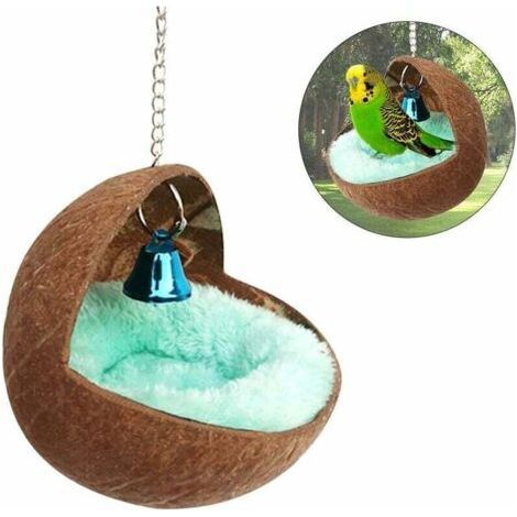 Natural Coconut Nest Box for Pet, Parrot, Parakeet, Cockatiel, Conure, Canary, Finch, Dove, Hamster, Rat, Gerbil, Mice-Fei Yu (1/4)