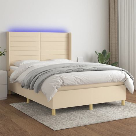 Boxspringbett mit Matratze & LED Creme 140x200 cm Stoff (1/5)