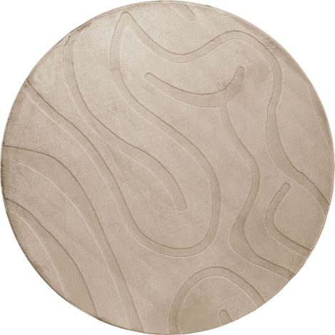 Tappeto da salotto moderno in tessuto jacquard, 160 cm, forma rotonda, pelo corto, beige, Salvori (1/5)